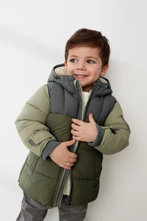 Next Colourblock Borg Fleece Lined Shower Resistant Hooded Padded Coat (3mths-7yrs)