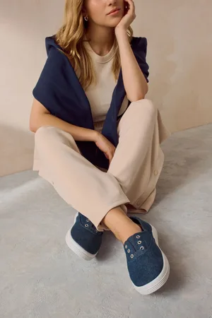 Next Embroidered Forever Comfort Laceless Canvas Slip-On Trainers