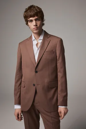 Next Red Tailored Fit Textured Suit Jacket