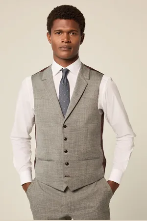 Next Regular Fit Trimmed Textured Suit Waistcoat