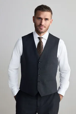 Next Charcoal Signature Nova Fides Wool Waistcoat