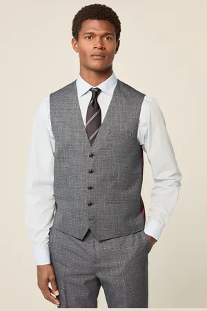 Next Regular Fit Trimmed Textured Suit Waistcoat