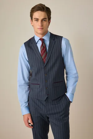 Next Tailored Fit Trimmed Stripe Suit Waistcoat
