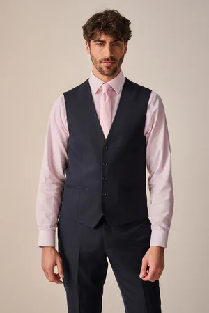 Next Blue Textured Suit Waistcoat
