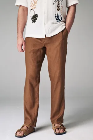 Next Rust 100% Linen Drawstring Trousers