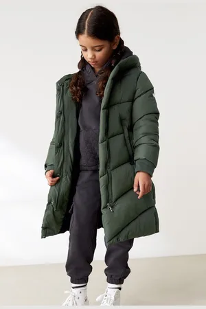 Next Khaki Longer Length Shower Resistant Faux Fur Lined Hooded Padded Coat (3-16yrs)