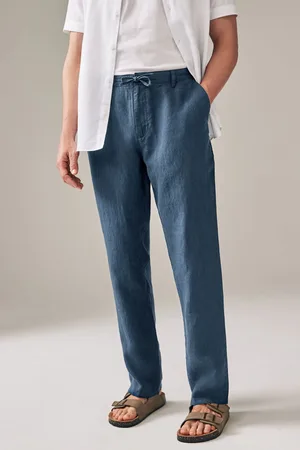 Next Blue 100% Linen Drawstring Trousers