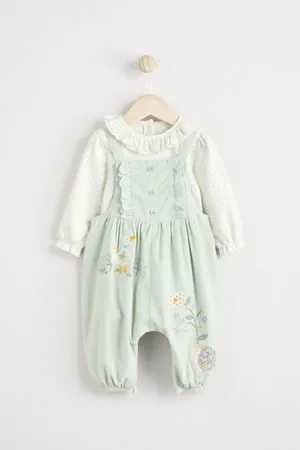 Next Sage Character Baby Corduroy 100% Cotton Dungarees and Long Sleeve Bodysuit Set (0mths-2yrs)