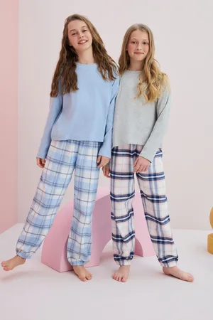 Next /Grey Woven Check Pyjamas 2 Pack (3-16yrs)