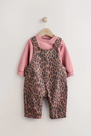 Next Leopard Print Baby Long Sleeve Bodysuit & Dungarees Set (0mths-2yrs)