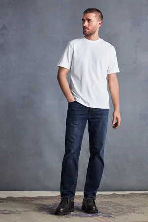 Next Dark Ink Straight Fit Signature Heavyweight Cotton Jeans