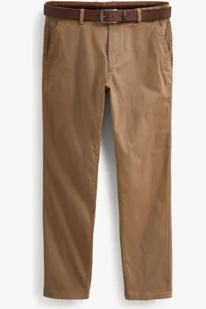 Next Straight Fit Belted Soft Touch Chino Trousers