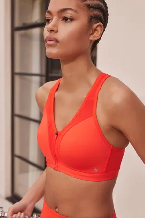 Next Red Active Sports High Impact Dry Tech Zip Front Bra B-GG