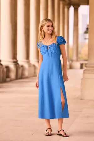Next Pastel Puff Sleeve Midi Dress