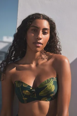 Next Dark Floral Wired Bandeau Bikini Top