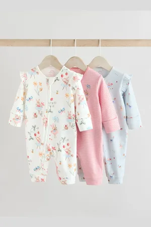 Next Baby Fairy Bunny 100% Cotton Sleepsuits 3 Pack (0mths-3yrs)