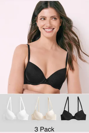 Next /White/Pastel Rose Nude Pad Plunge Cotton Blend Ultimate Comfort Bras 3 Pack A-E