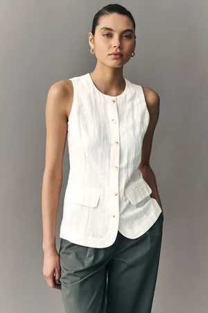 Next Ecru Long Line Sleeveless Waistcoat