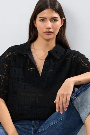 Next Crochet Short Sleeve Collared Top