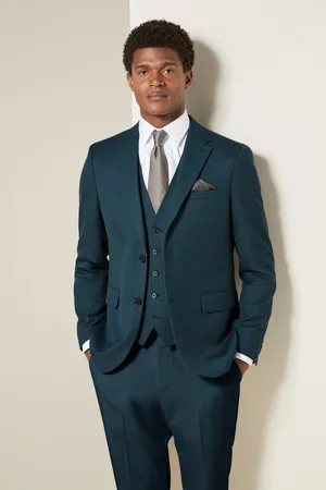 Next Teal Slim Fit Textured Suit Jacket