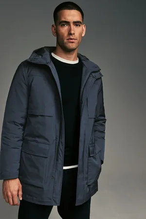 Next Blue Shower Resistant Padded 4 Pocket Parka Coat