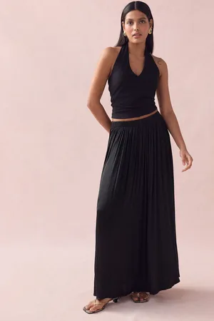 Next Pleated Satin Maxi Skirt