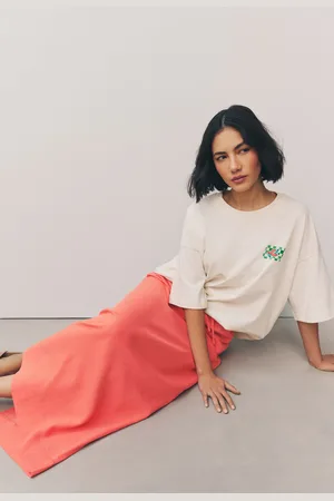 Next Peach Tie Waist Maxi Skirt With Linen