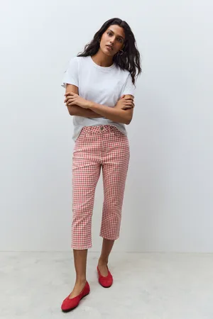 Next Red/ Gingham Authentic Denim Cropped Capri Jeans