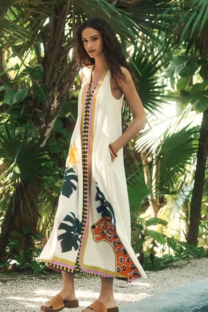 Next Tropical Leopard Placement Print Halterneck Maxi Dress With Linen