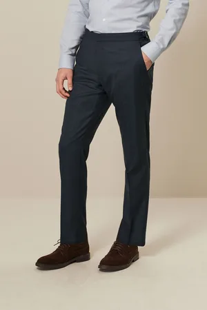 Next Blue Slim Fit Textured Wool Suit Trousers