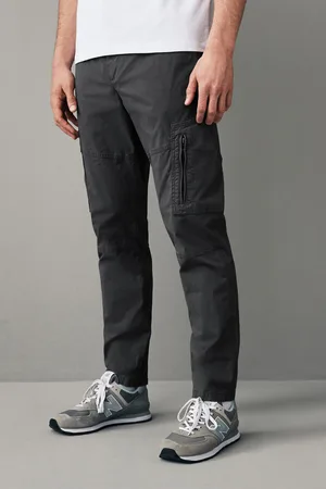 Next Charcoal Stretch Utility Zip Detail Cargo Trousers