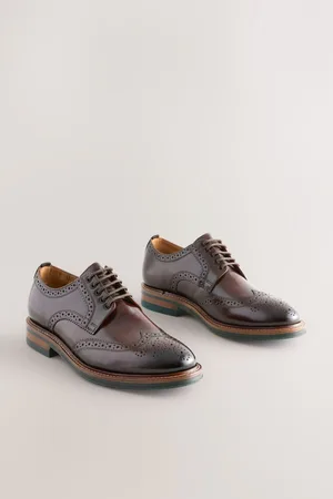 Next Standard Fit Leather Contrast Sole Chunky Brogues Shoes