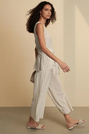 Next Stripe Tie Waist V-Neck Jumpsuit