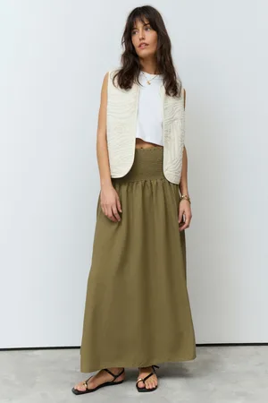 Next Boho Khaki Drop Waist Maxi Skirt