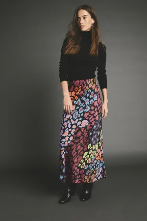 Next Bright Animal Printed Satin Midi Skirt