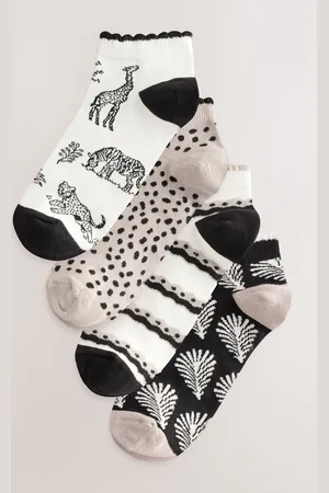 Next & White Safari Trainer Socks 4 Pack