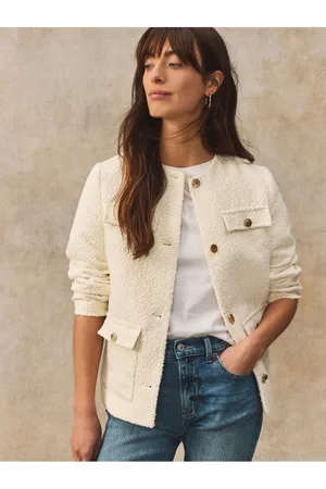 Next Collarless Textured Boucle Jacket