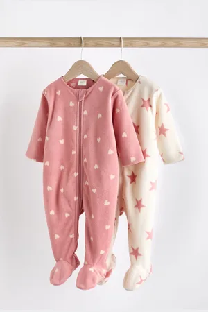 Next Baby Microfleece Zip Sleepsuits 2 Pack