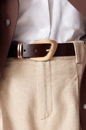 Next Chocolate Brown/ Premium Made In Italy Regular Leather Belt