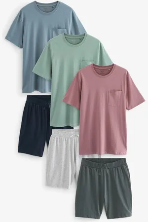 Next Pink/Green/ Jersey Pyjamas Shorts Set 3 Pack