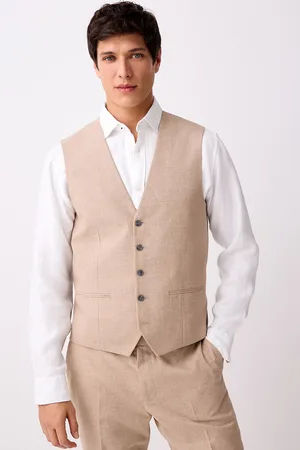 Next Textured Linen Suit Waistcoat