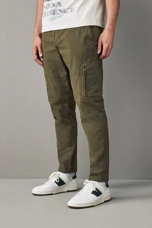 Next Khaki Stretch Utility Zip Detail Cargo Trousers