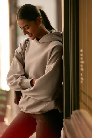 Next Oversized Relaxed Fit Heavyweight Brushed Longline Hoodie Sweatshirt
