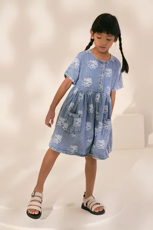 Next Denim Flower Print Button Dress (3-16yrs)