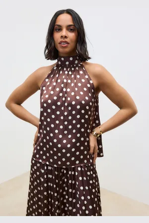 Next Glossy Satin Polka Dot Halter Top