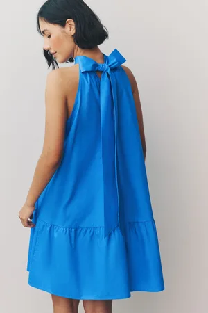 Next 100% Cotton Halter Tie Neck Sleeveless Tiered Mini Dress