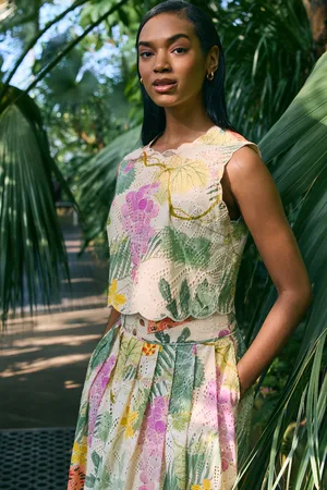 Next Kew Gardens Fruit Print Broderie Embroidered Top