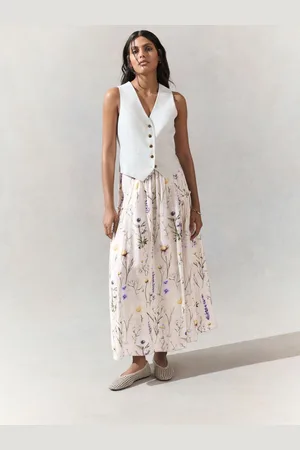 Next Ecru Floral Lightweight Maxi Skirt