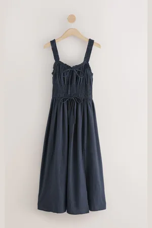 Next Blue Strappy Tie Front Midi Dress