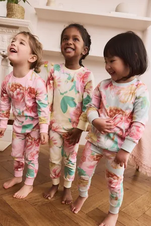 Next Yellow/ Floral Print Snuggle 100% Cotton Pyjamas 3 Pack (9mths-12yrs)